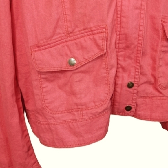 Maurices linen cotton blend zip up coral colored jacket Plus size 2X - Picture 4 of 9